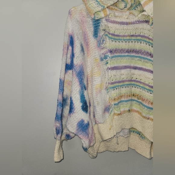 Free people flower child multicolor knit hooded poncho sweater size extra small - Picture 9 of 13